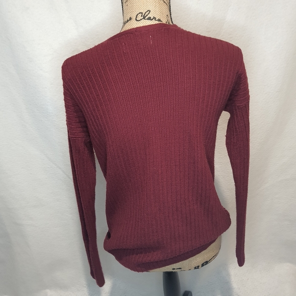 Hollister Womens Large Maroon Red Knit Wrap Sweater - Picture 3 of 11
